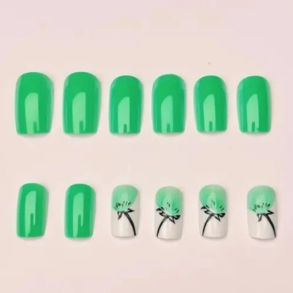 🔥3/$21  Light Green Dandelion design Press on nails
